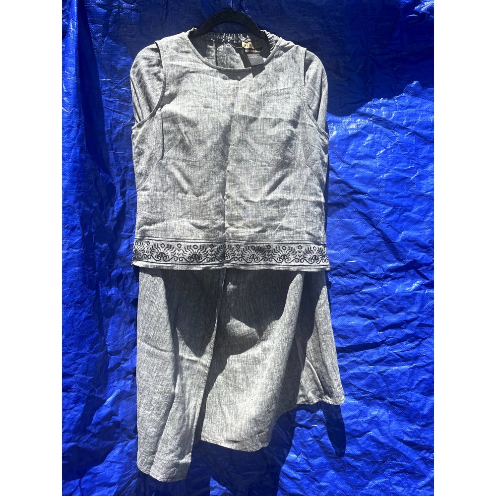 Finity Naturals grey dress with black stitch detailing size US L